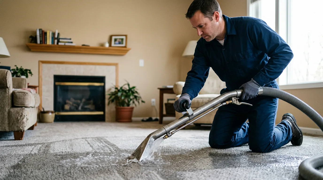 Water damage restoration technician working near South Windham, CT
